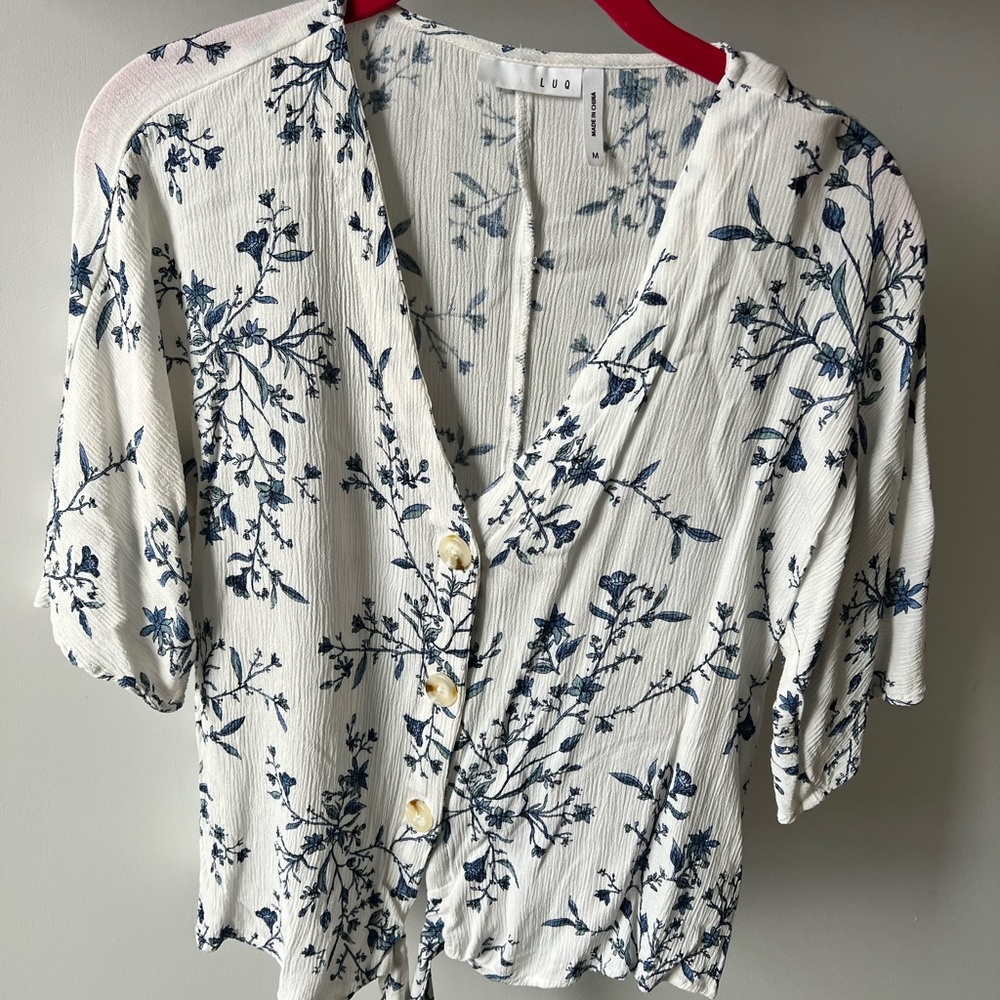 Floral Button-Up Women's Top, crop top